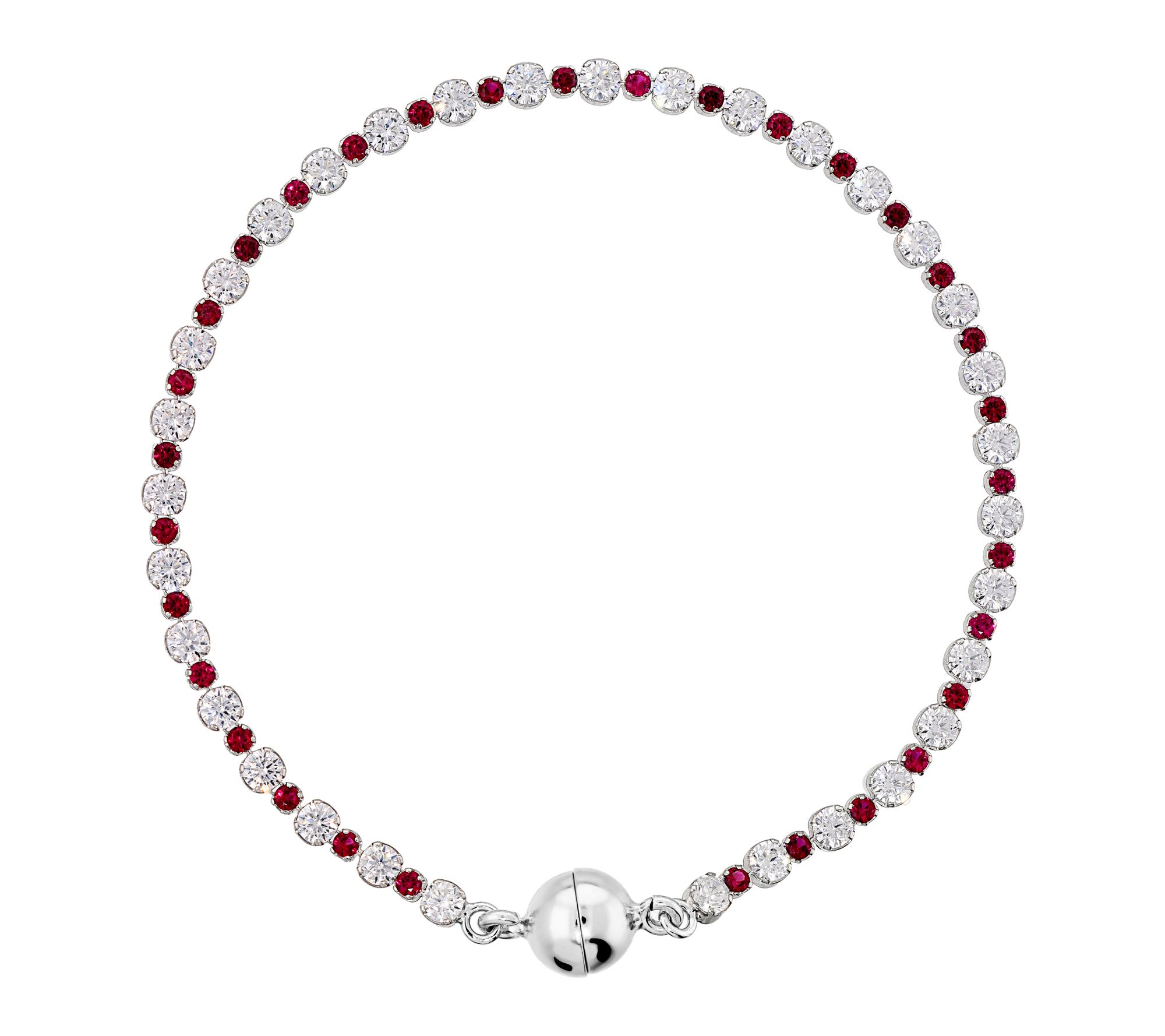 Diamonique Tennis Bracelet w/ Magnetic Closure, Sterling