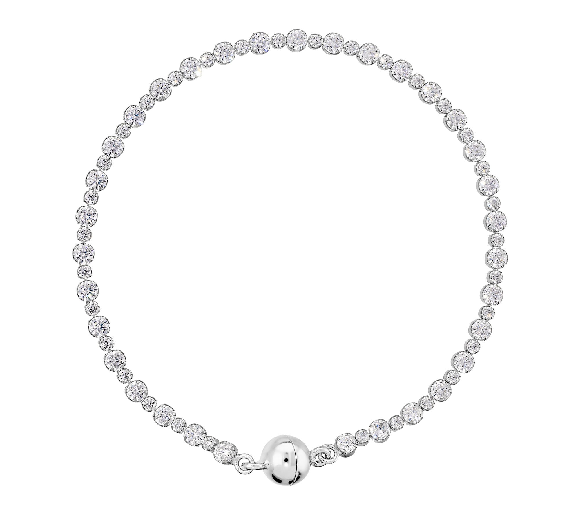 Diamonique Tennis Bracelet w/ Magnetic Closure, Sterling
