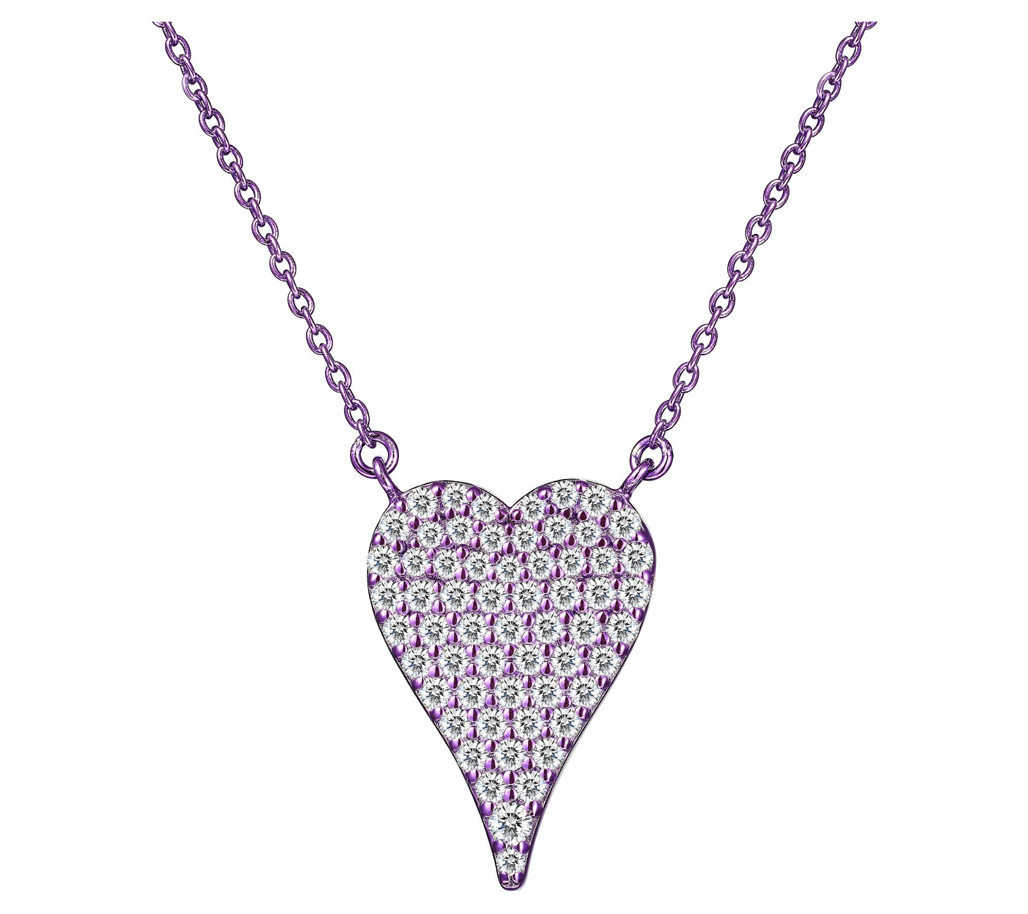 Diamonique X Jennifer Miller Mini Heart Necklace, Sterling