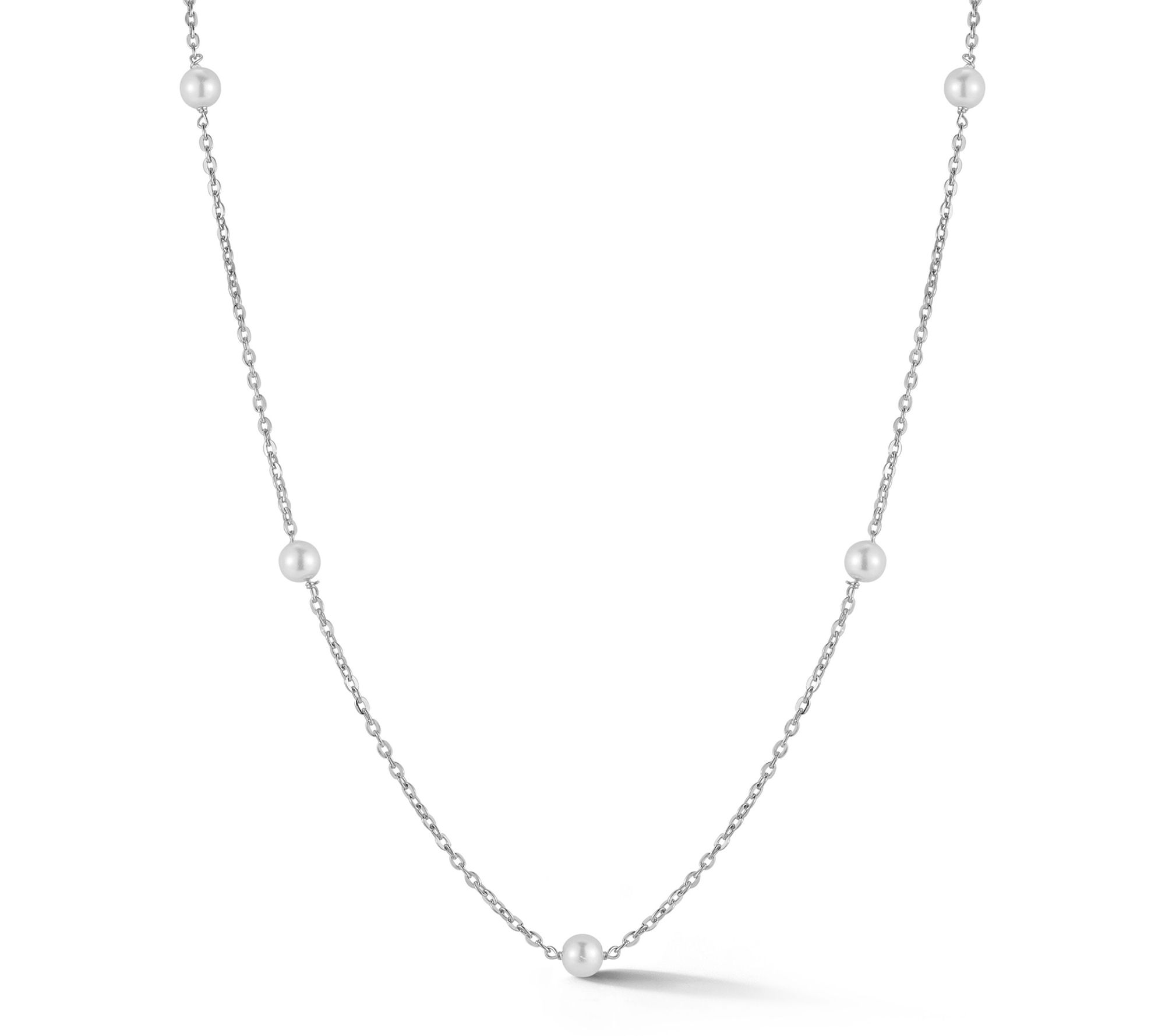 Sterlina Silver Cultured Pearl Station Necklace, Sterling