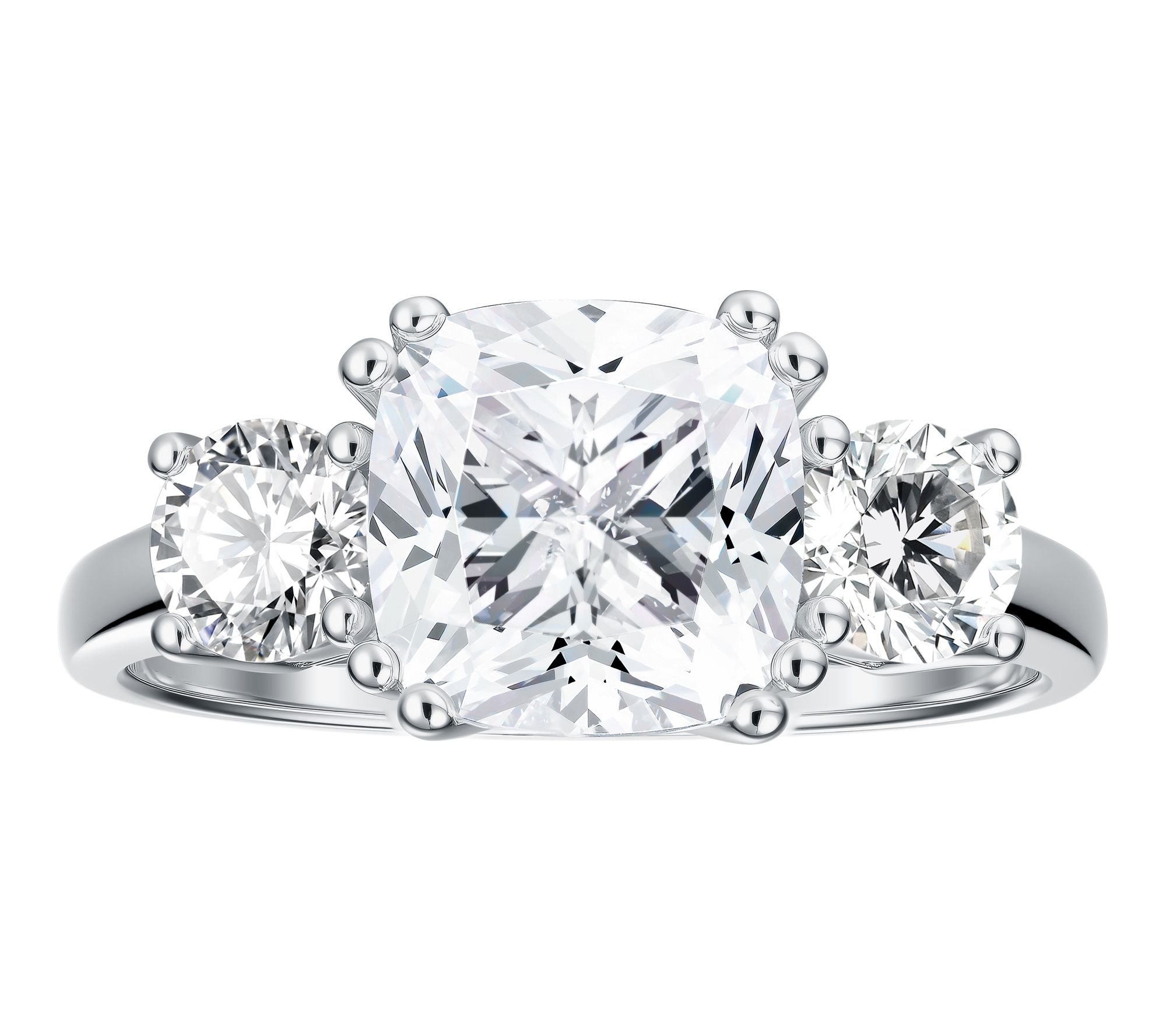 Diamonique 3.80 cttw 3-Stone Ring, Sterling Silver