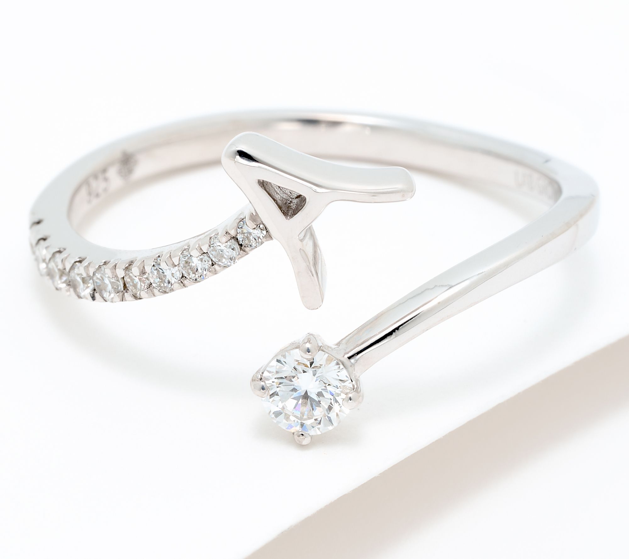 Fire Light Lab Grown Diamond 0.25 cttw Silver Initial Ring