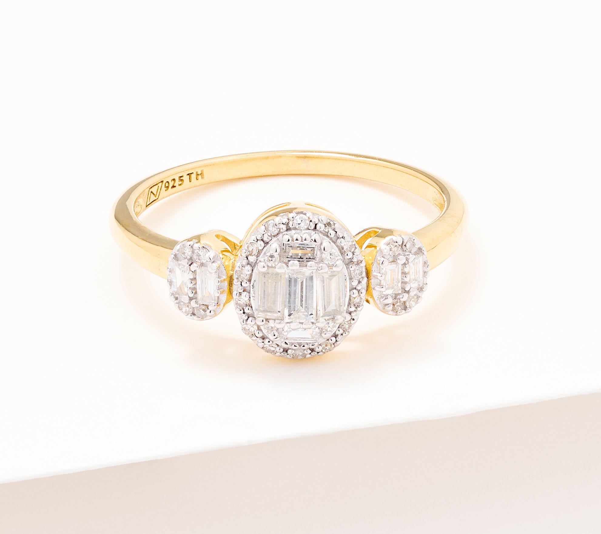  Affinity Diamonds Baguette & Round .30 cttw Ring, Sterling