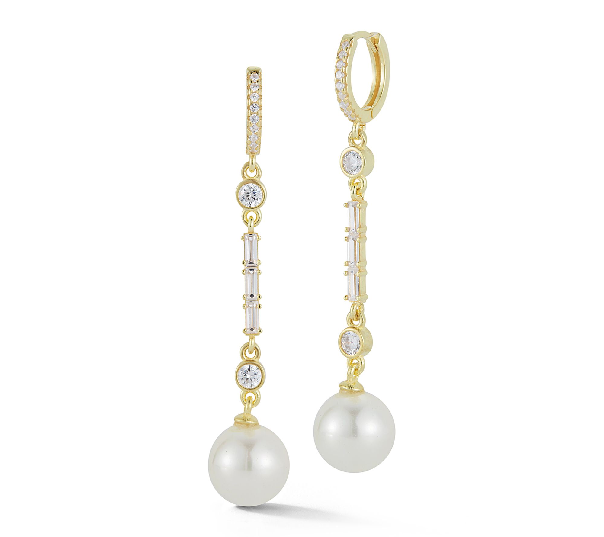 Sterlina Silver Cultured Pearl Drop Hoop Earrings, Sterling