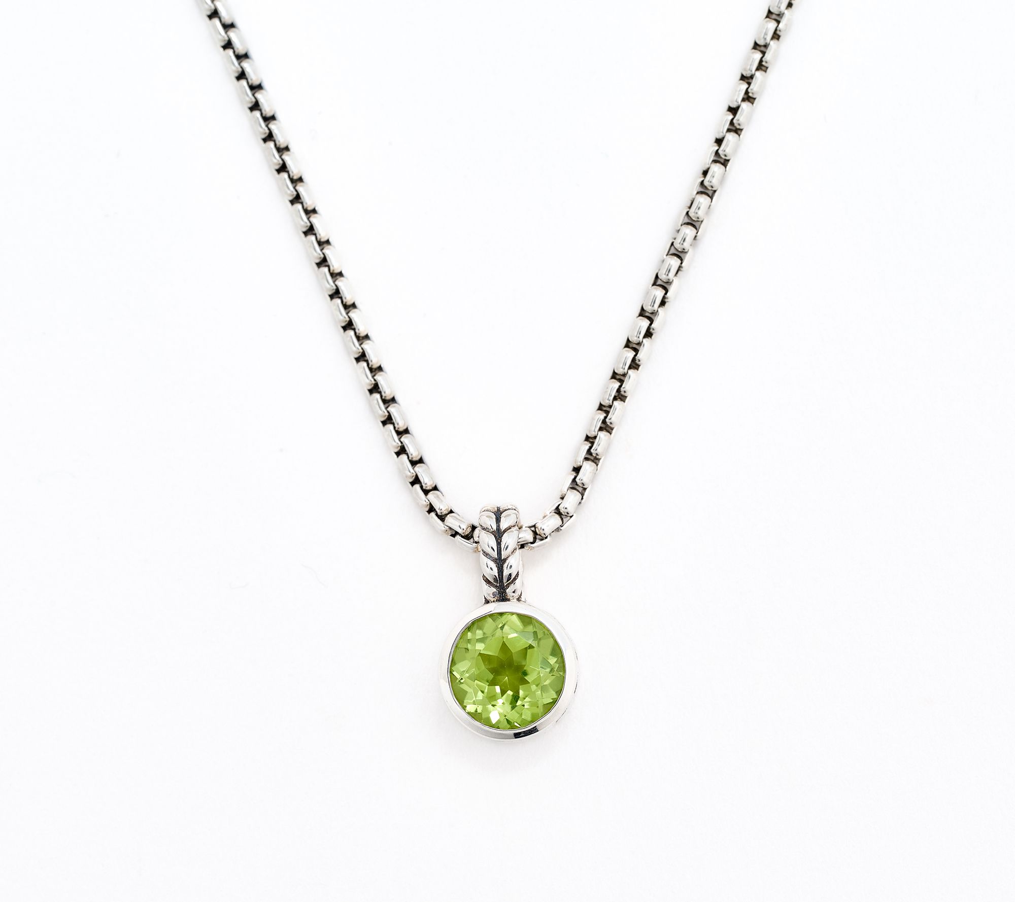 JAI Sterling Silver Solitaire Gem Baby Box Chain Necklace 16-20"