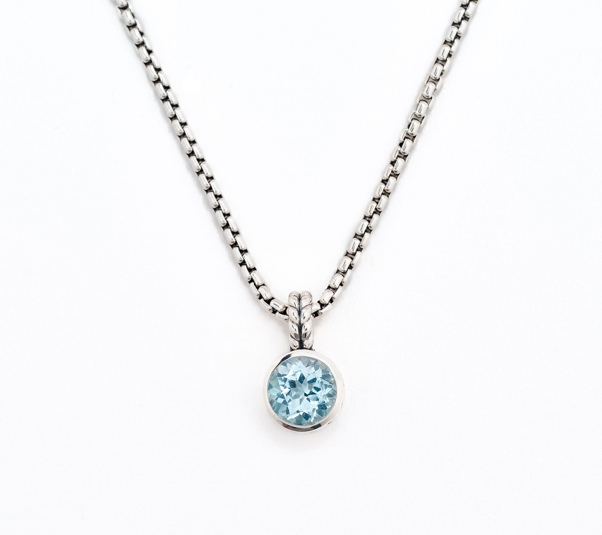 JAI Sterling Silver Solitaire Gem Baby Box Chain Necklace 16-20"