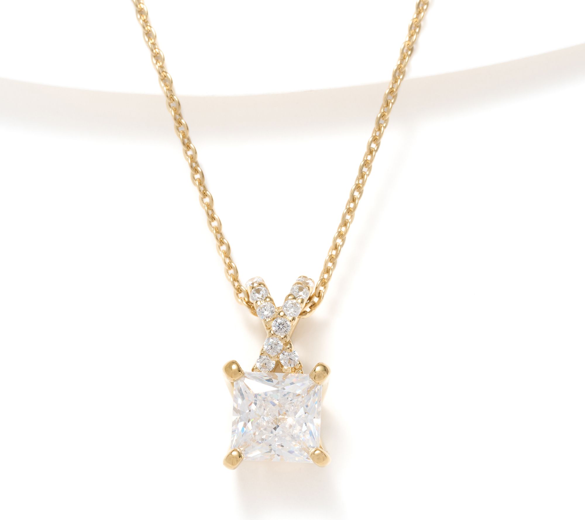 Diamonique Crisscross Necklace, Sterling Silver