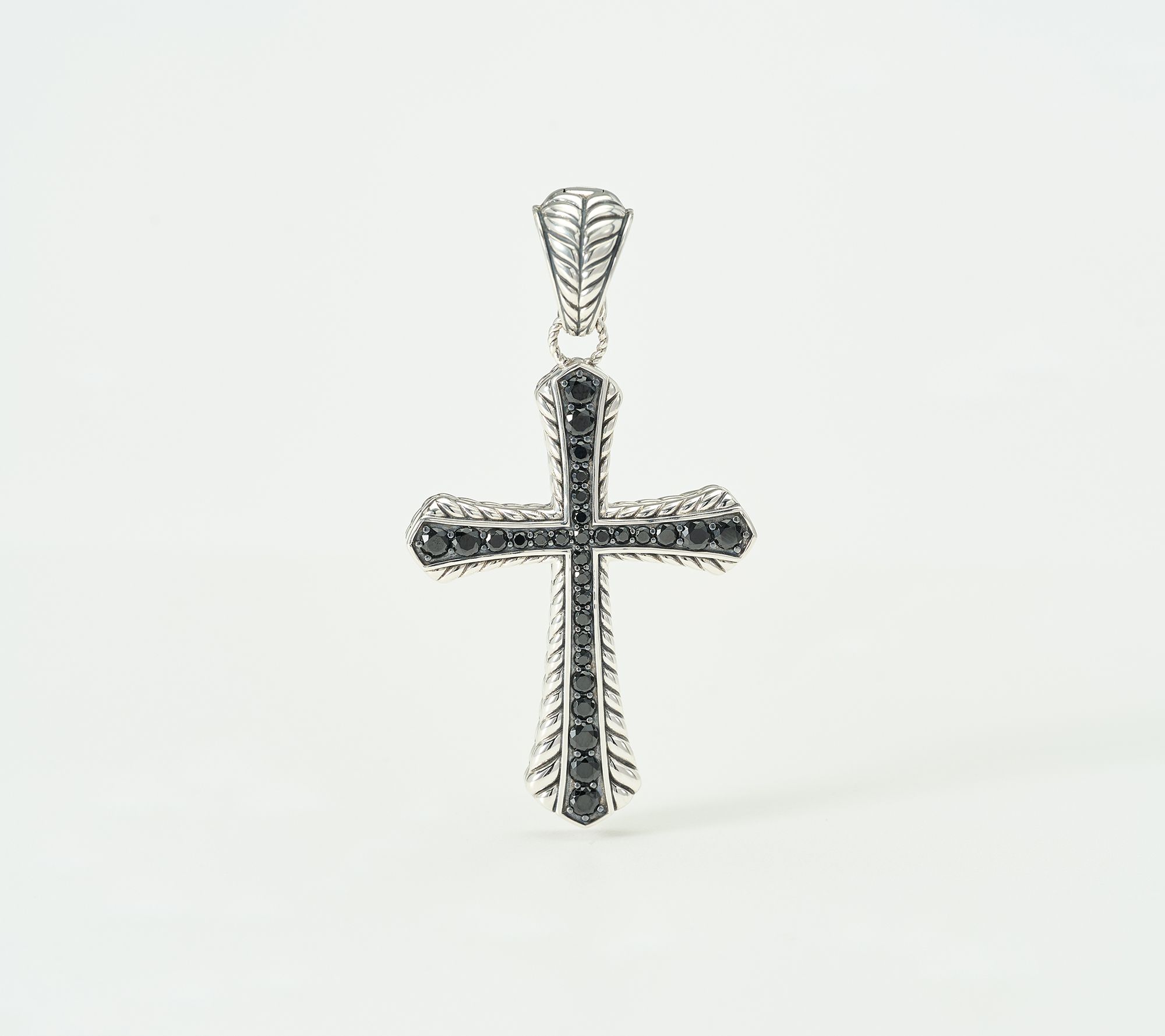 JAI Sterling Silver Basketweave Cross Gemstone Enhancer, 1cttw