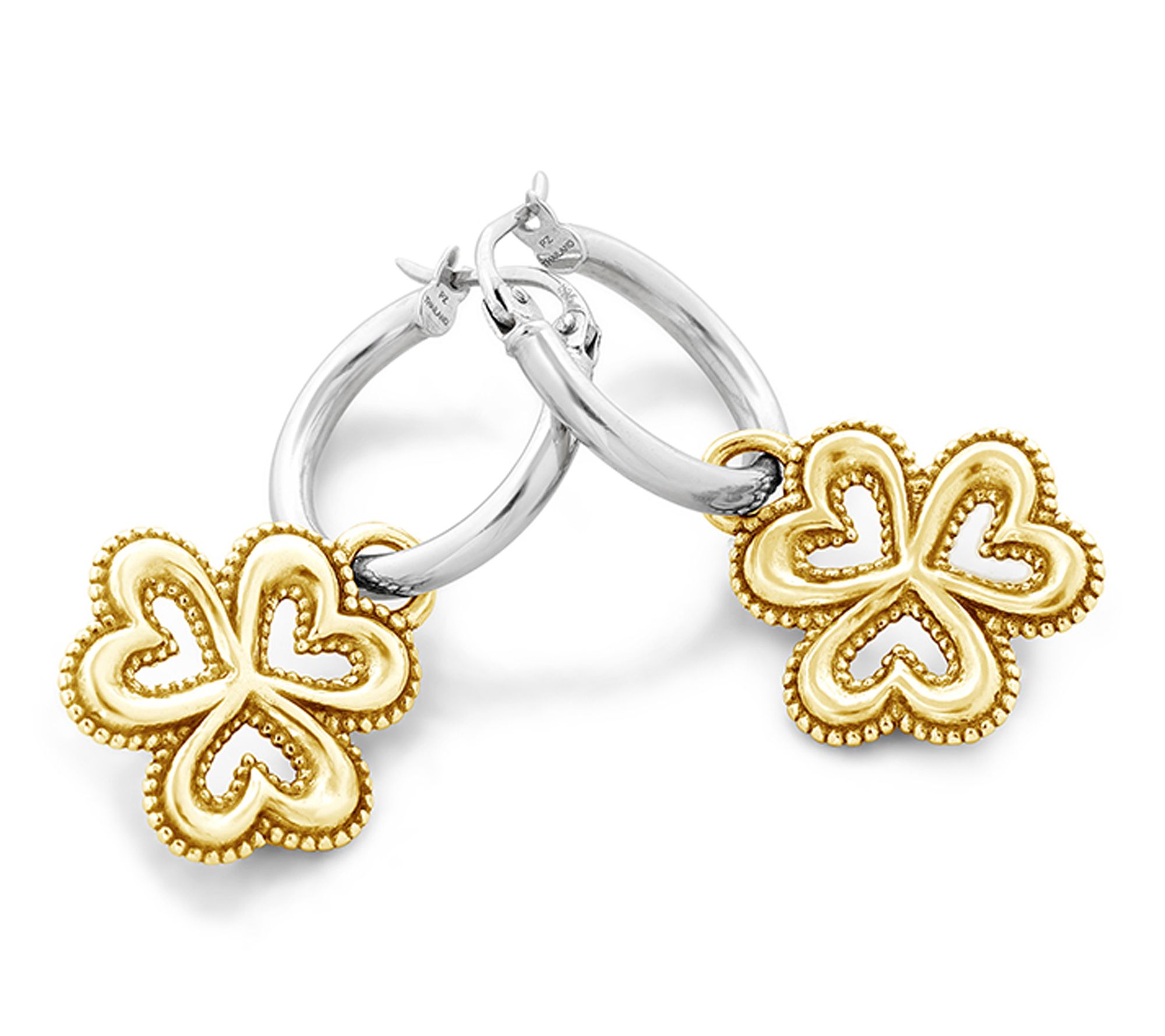 Or Paz Sterling Silver Clover Charm Hoop Earrings