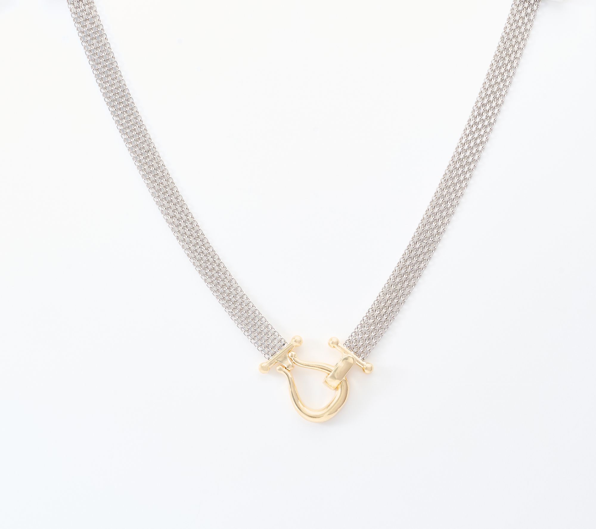 Silver Style Mesh Chain w/ Buckle Clasp 18" Necklace