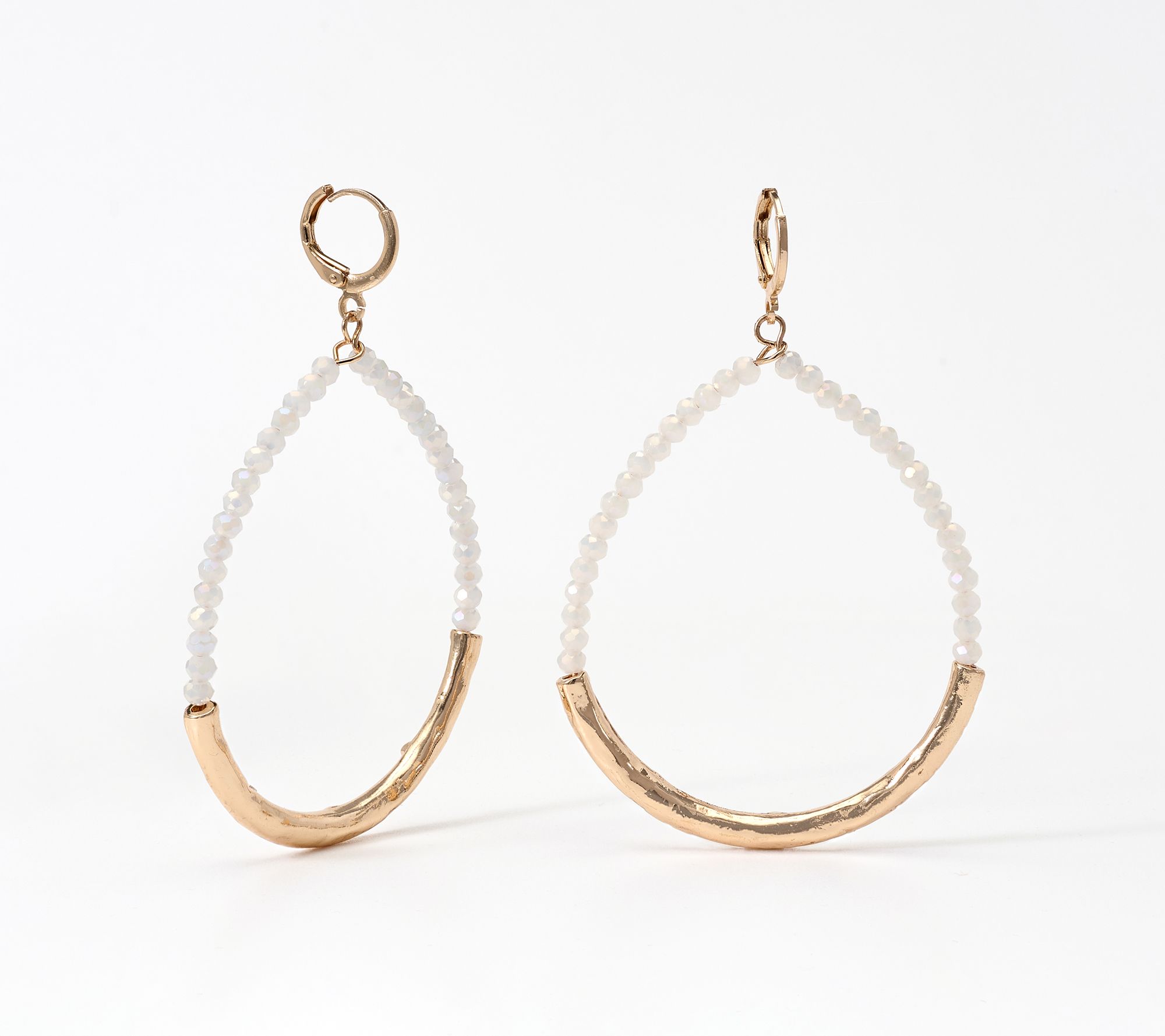 Susan Graver Beaded Crescent Drop Earrings