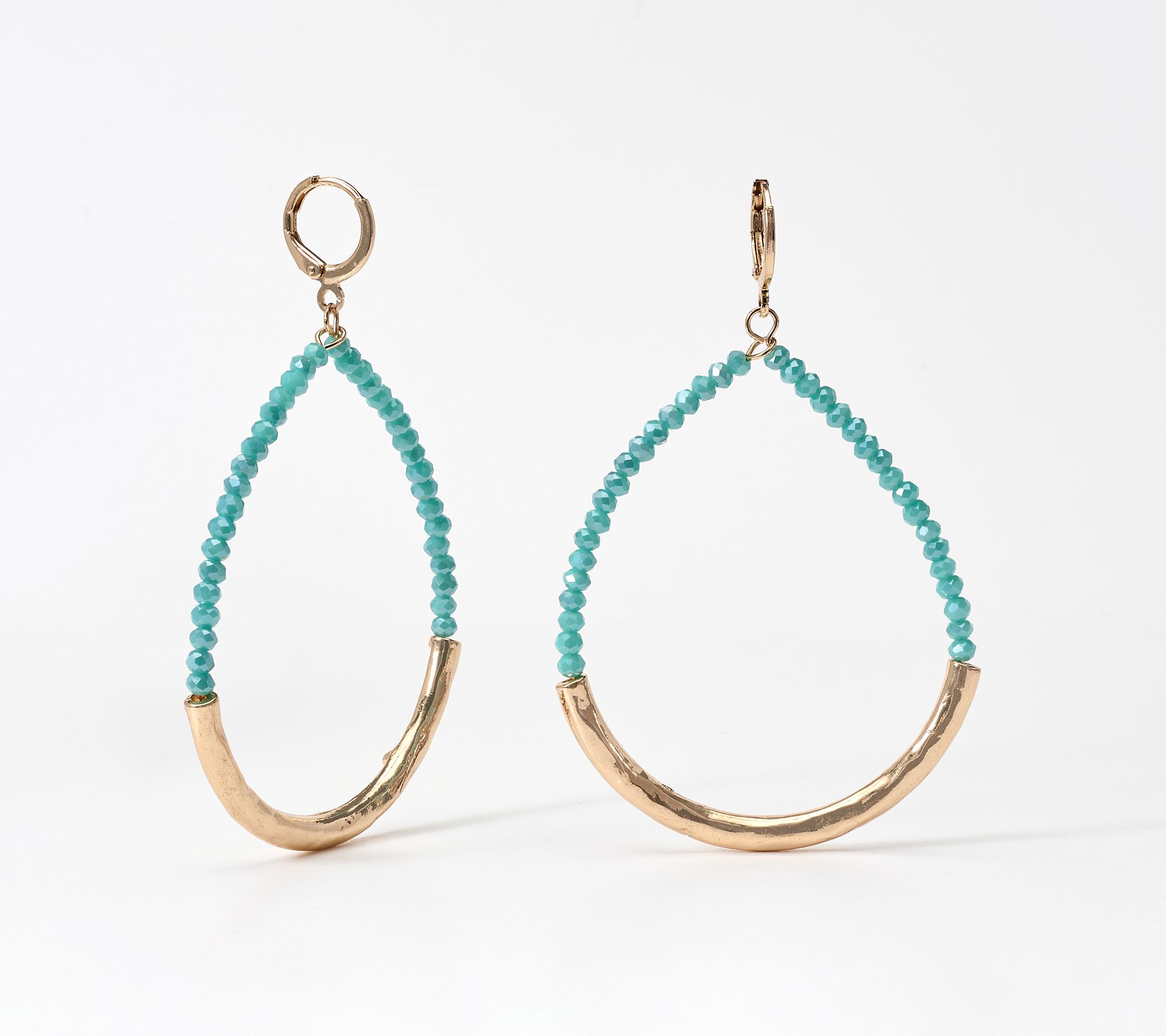 Susan Graver Beaded Crescent Drop Earrings