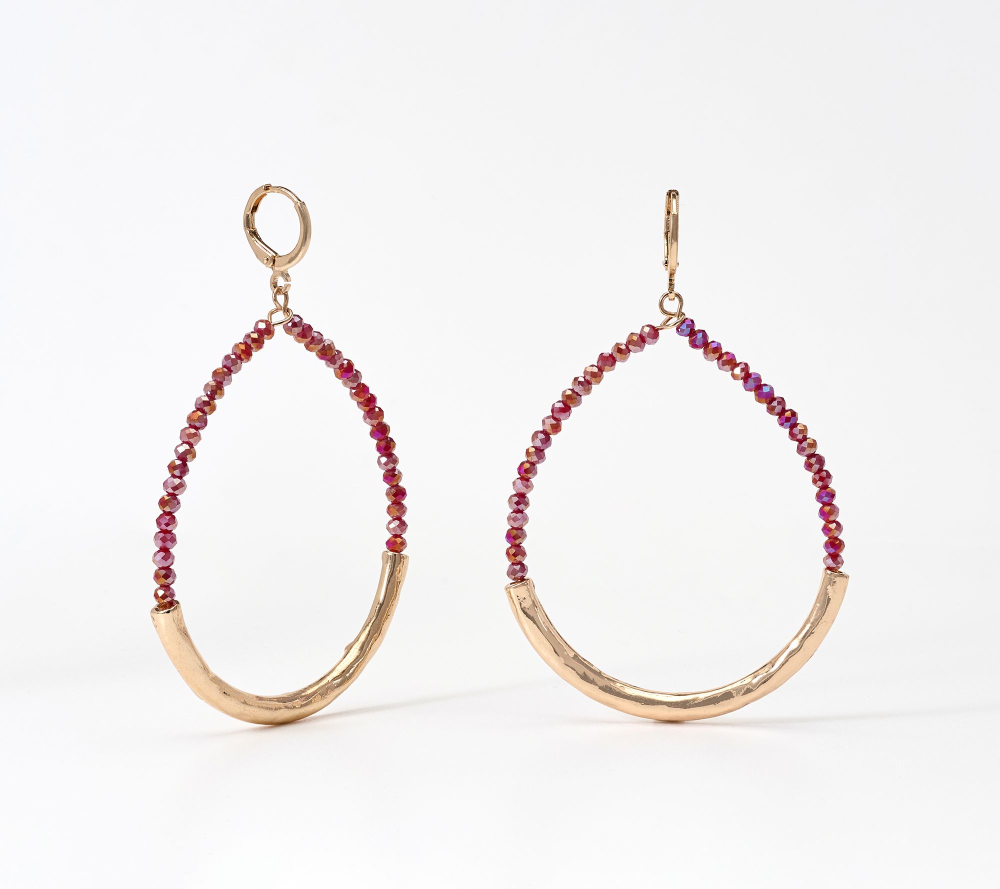 Susan Graver Beaded Crescent Drop Earrings