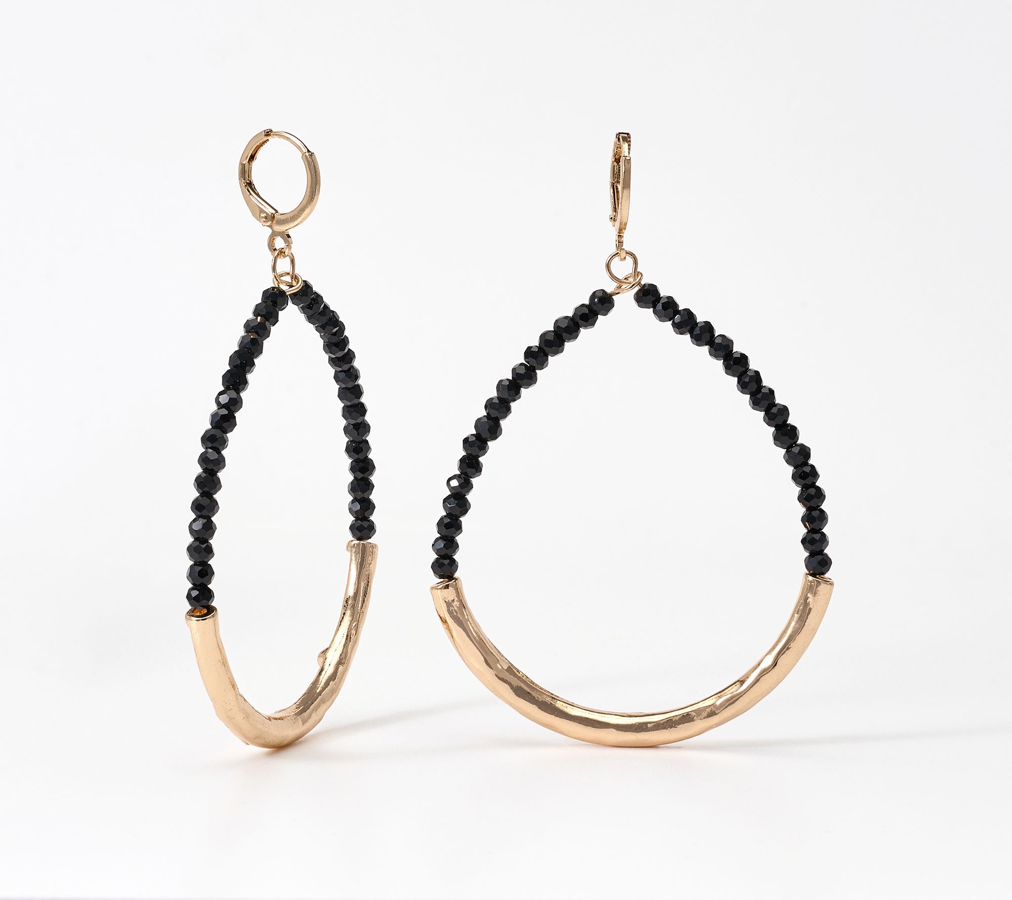 Susan Graver Beaded Crescent Drop Earrings