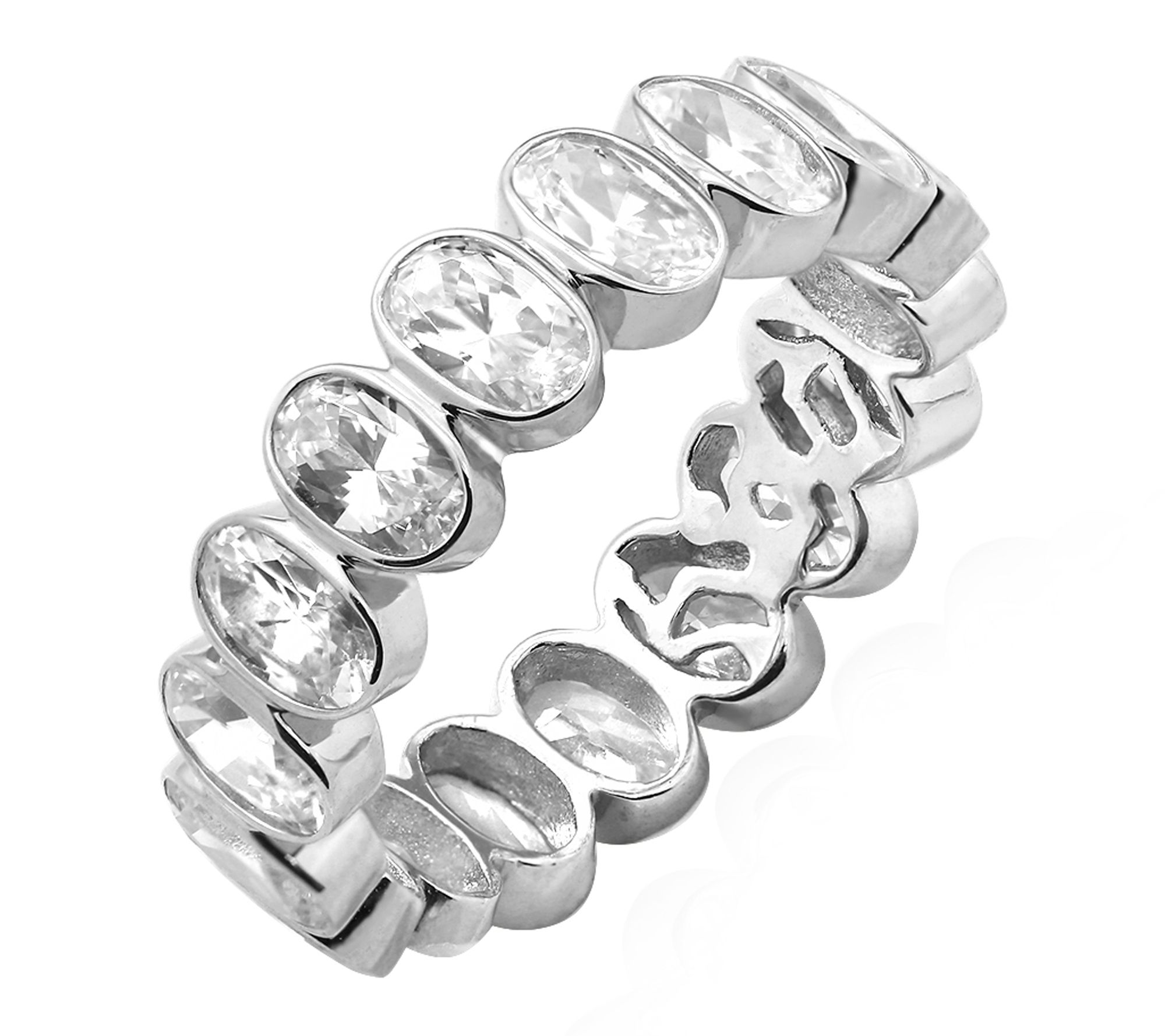 Diamonique Oval Cut Eternity Ring, Sterling Silver