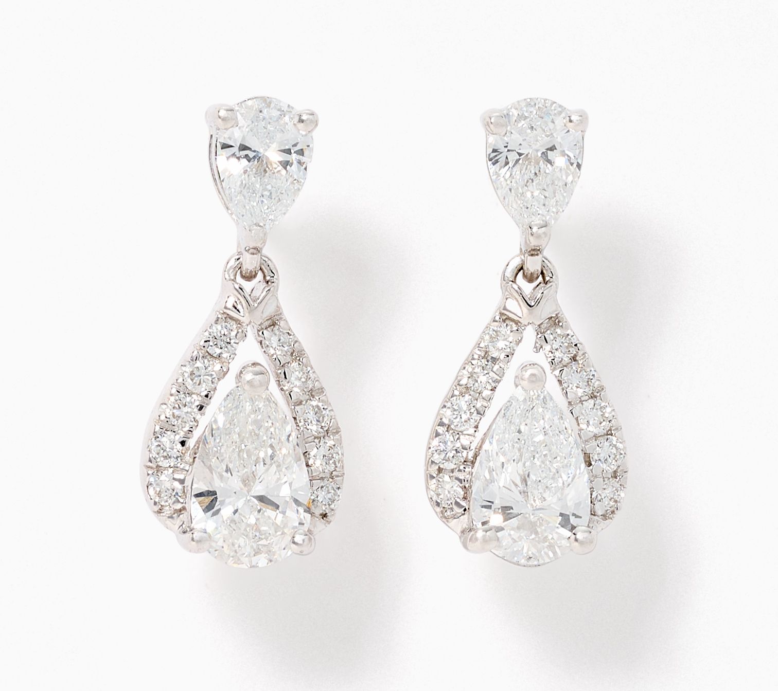 Fire Light Lab Grown Diamond 1.00 ctw Pear Cut Earring, 14K