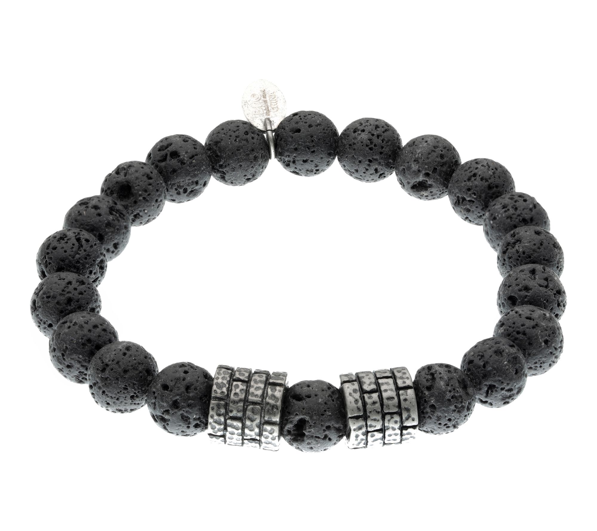 LYNX Men's Stainless Steel & Lava Stone Stretch Bracelet