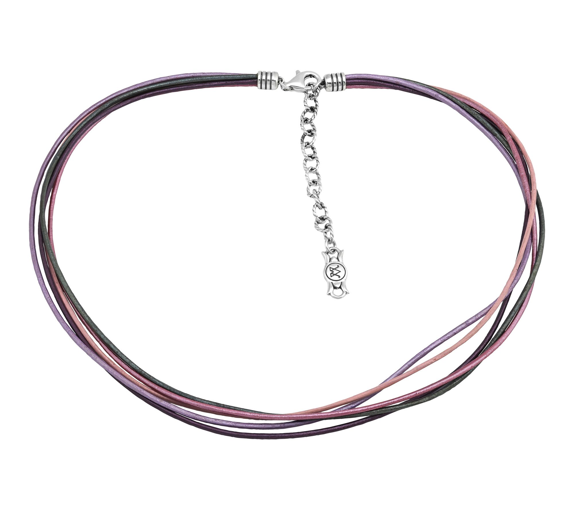 American West Sterling Silver 5-Strand Leather 17" Necklace