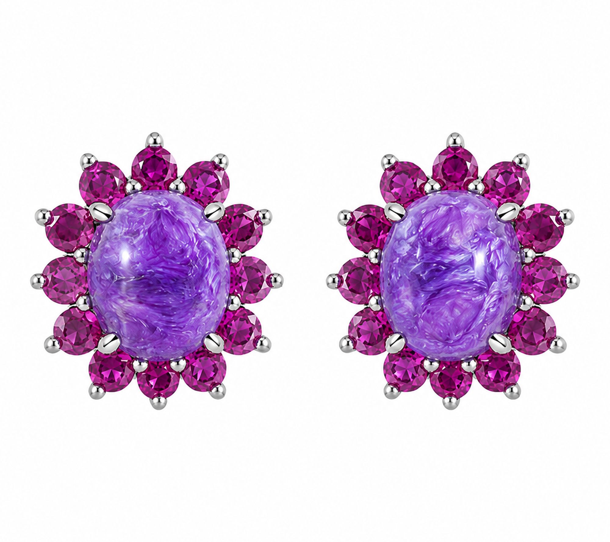 Affinity Gems Multicolor Halo Stud Earrings, Sterling Silver