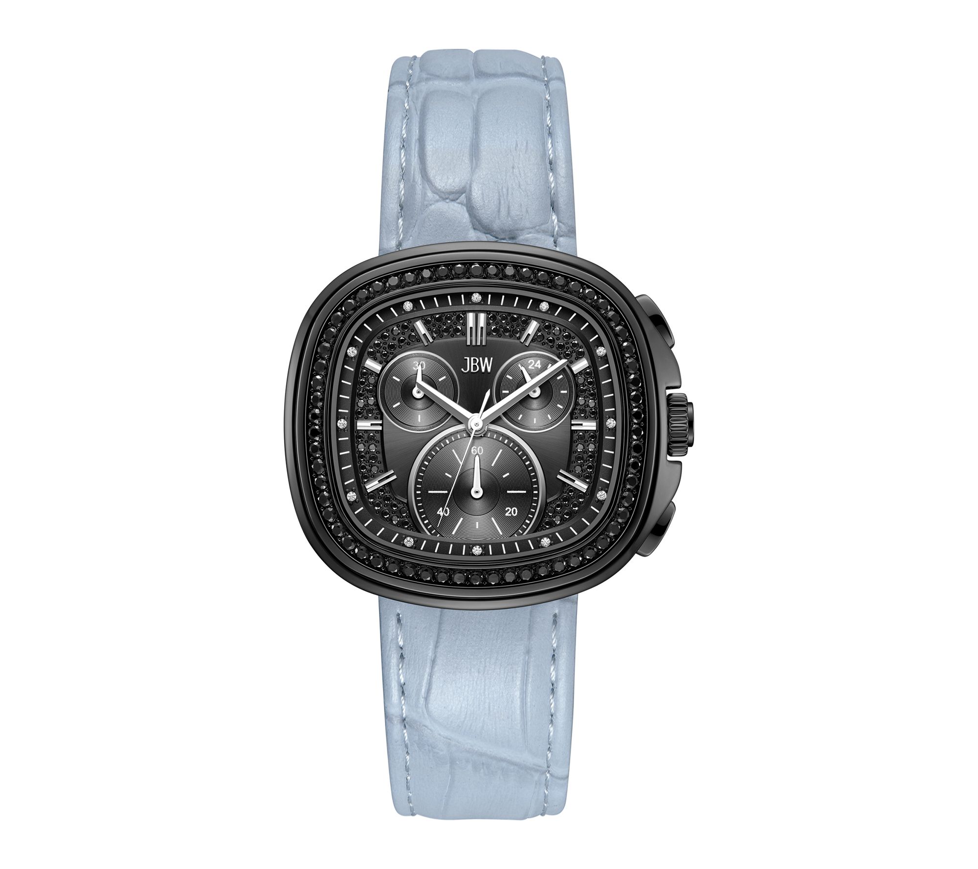 JBW Men's Coast Black IP Crystal Blue Strap Watch