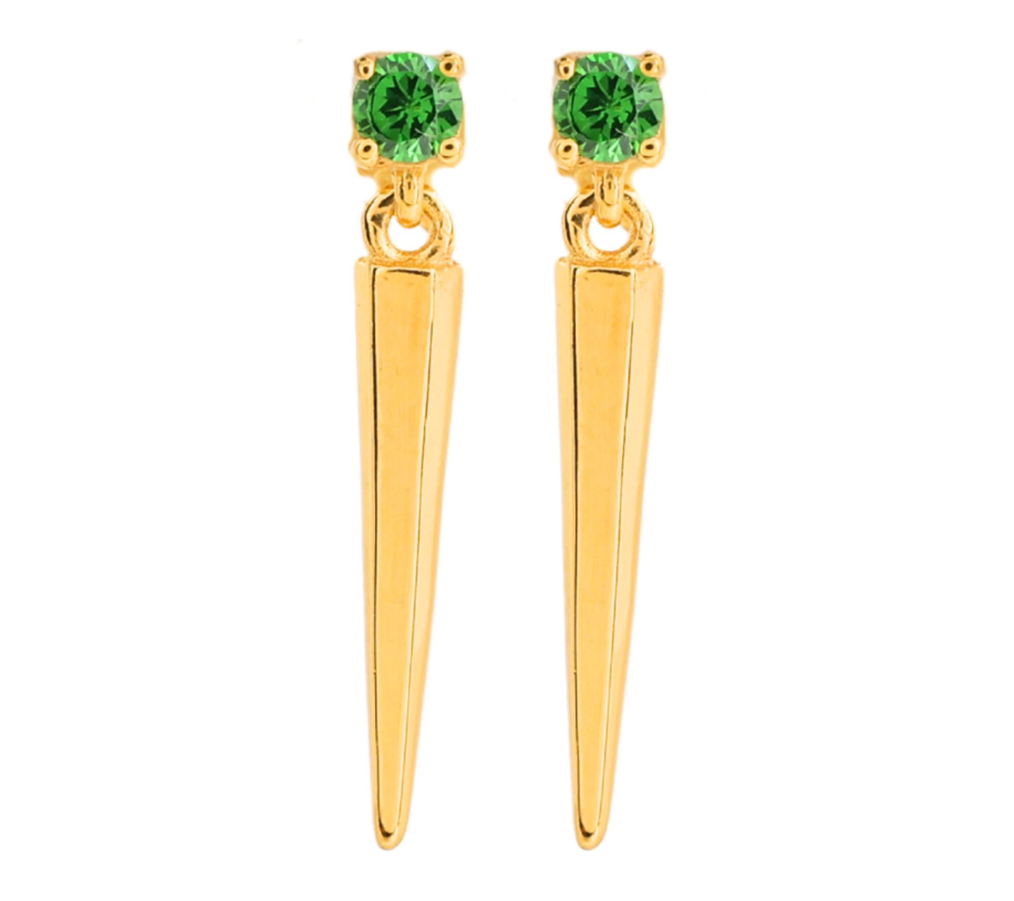 Diamonique Green Dangle Earrings, Sterling Silver
