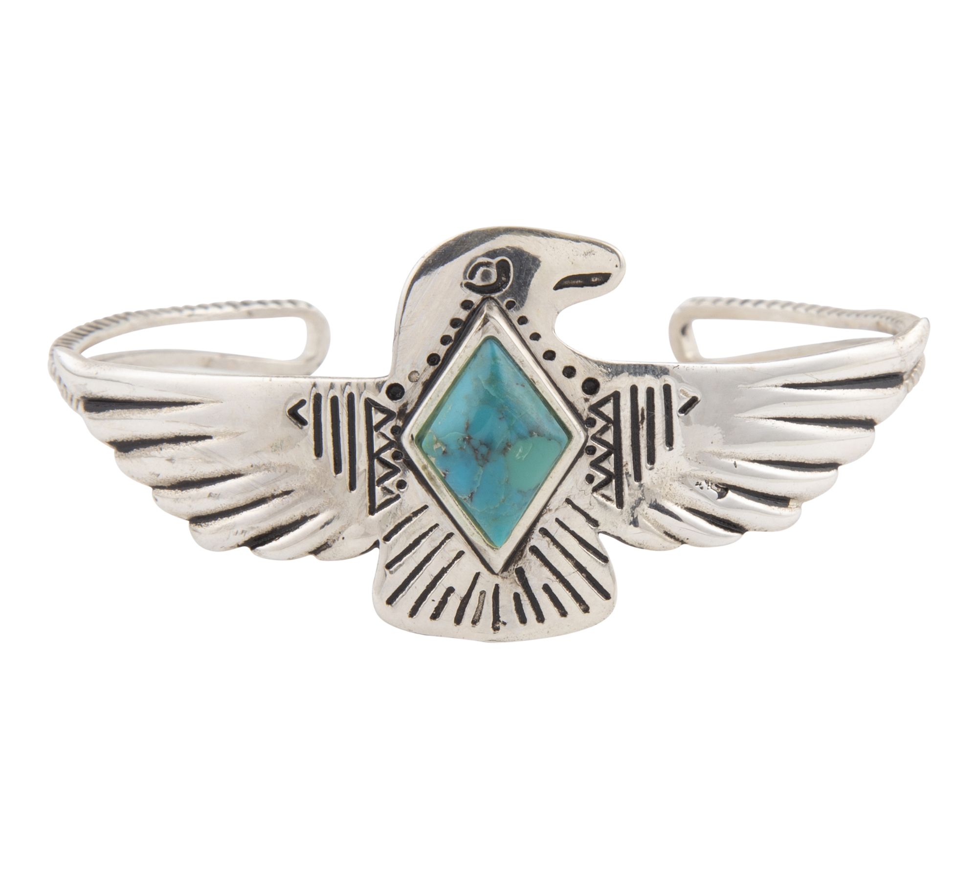 Barse Artisan Crafted  Turquoise and Silver Phoenix Cuff