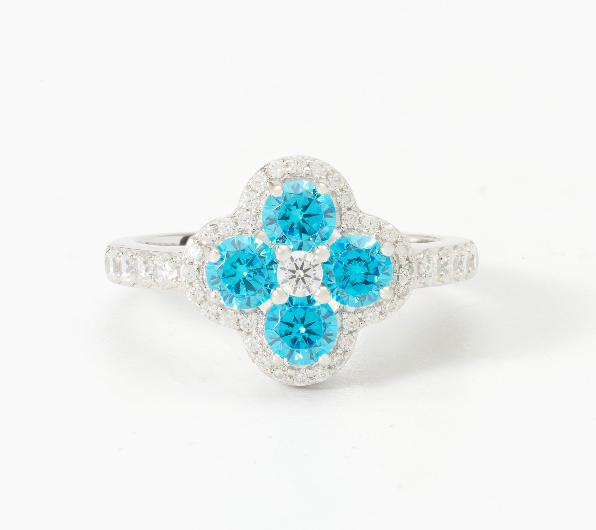 Diamonique x Kathy Levine Begonia Halo Ring, Sterling Silver