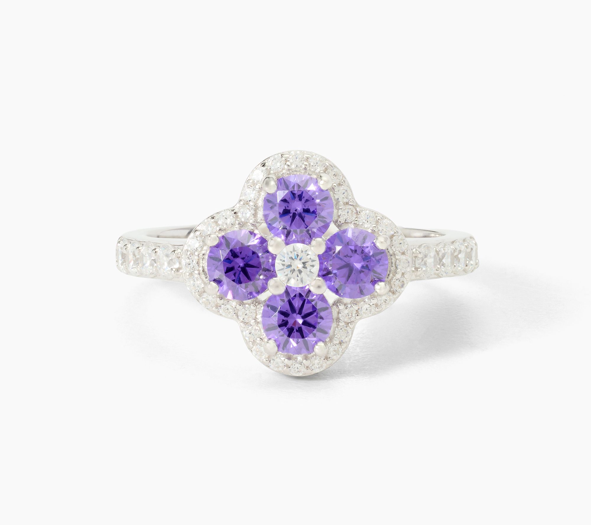 Diamonique x Kathy Levine Begonia Halo Ring, Sterling Silver