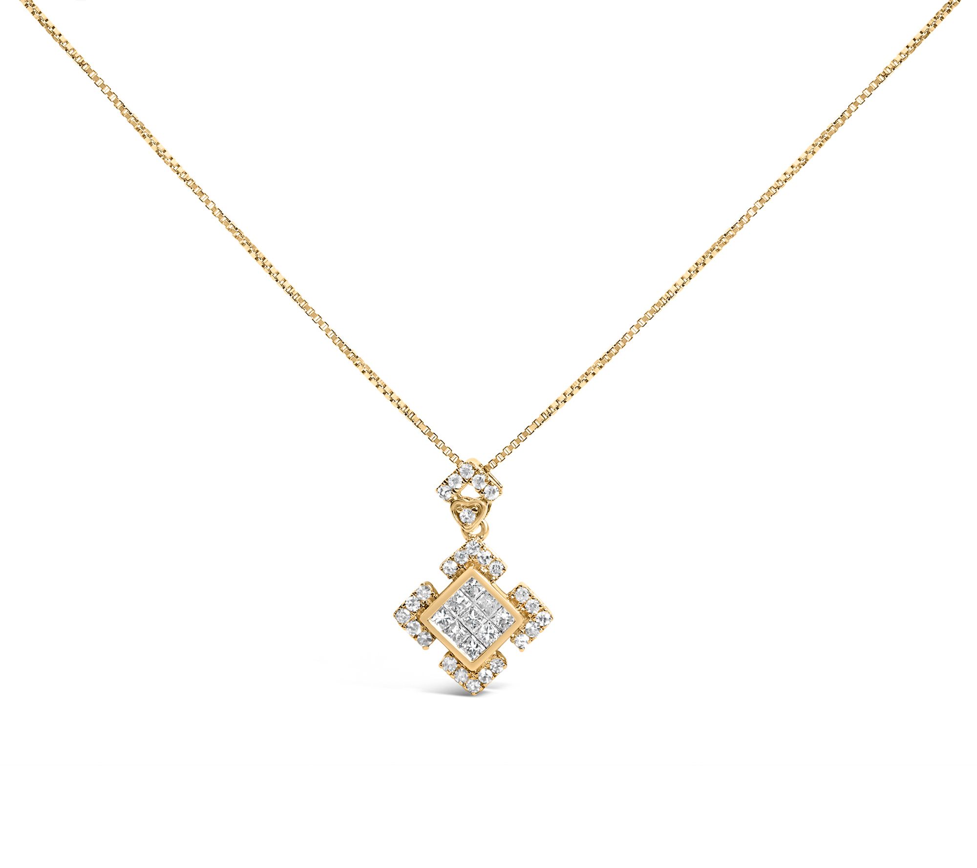 Haus of Brilliance Diamond Pendant with Chain Necklace