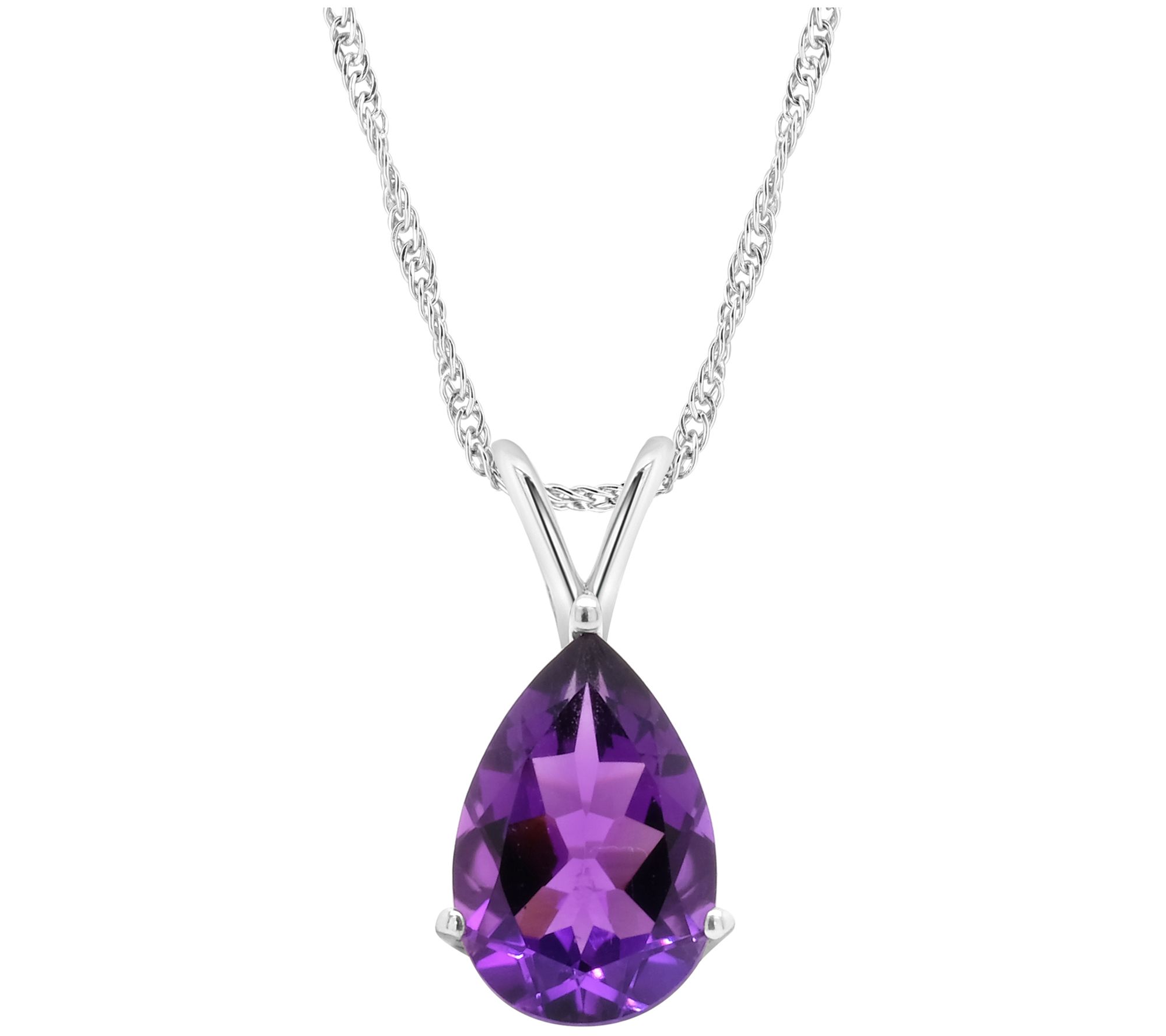 Sterling Silver Pear-Shaped Gemstone Pendant w/Chain