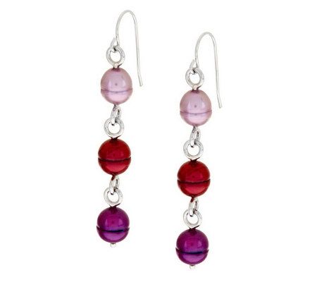 Honora Ringed Cultured Pearl 7.0mm Sterling Drop Earrings - QVC.com