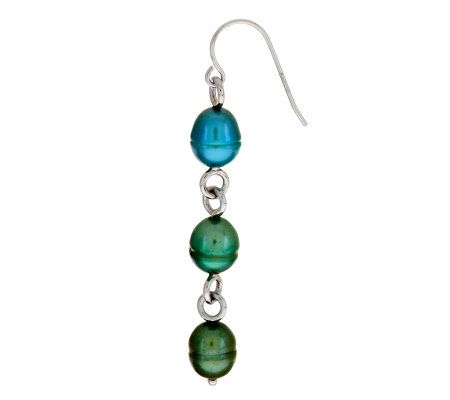 Honora Ringed Cultured Pearl 7.0mm Sterling Drop Earrings - QVC.com
