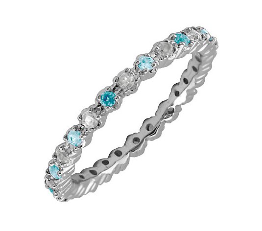 Simply Stacks Sterling Aquamarine & Diamond Stackable Ring