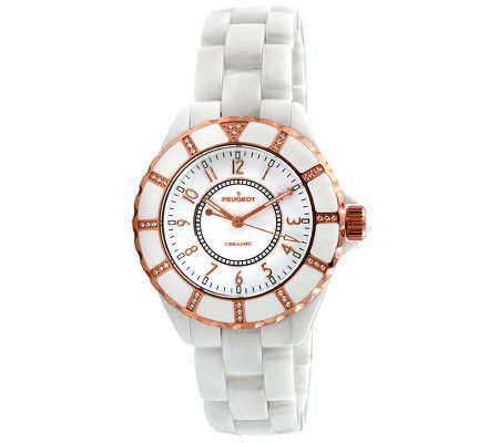 Peugeot Women's Swiss Ceramic Swarovski White Dial Watch - Page 1 — QVC.com