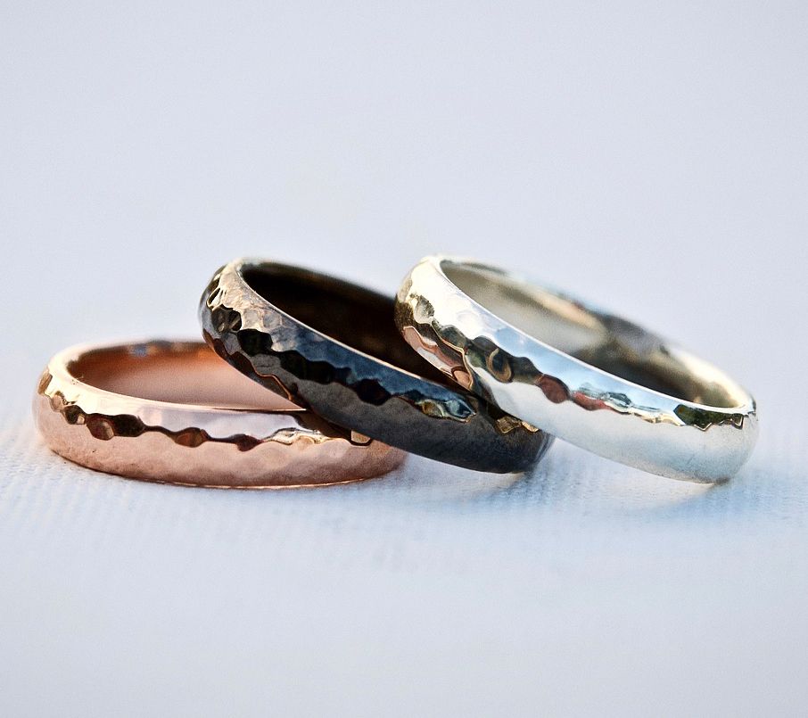 JAI Sterling Silver Slim Hammered Band Ring - QVC.com