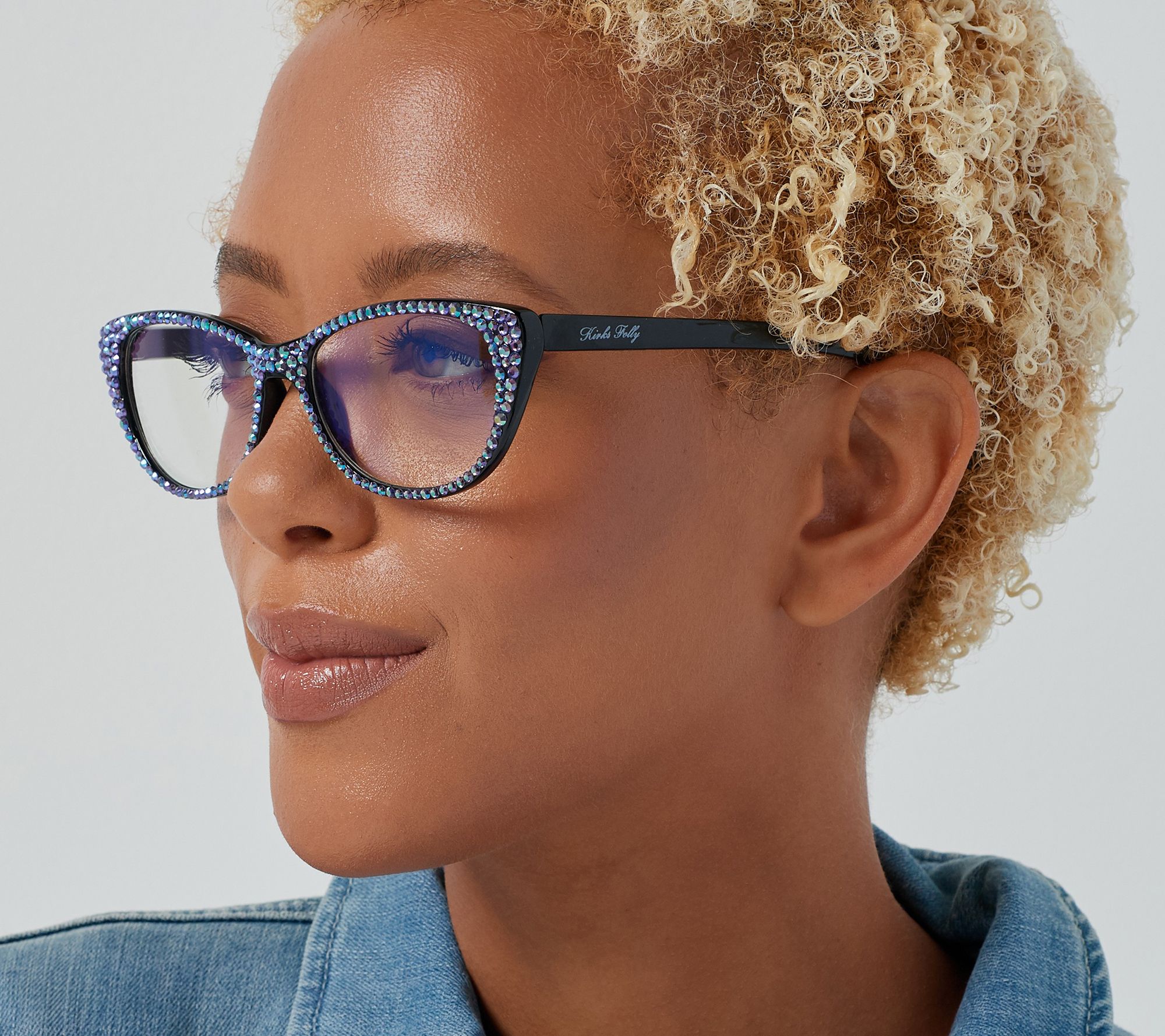 Kirks Folly Glamour Blue Blocking Reading Glasses Strength 0 250 