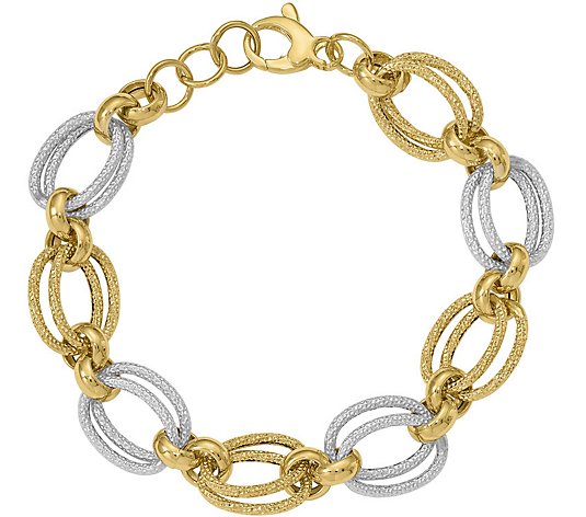 Textured Oval Status Link Bracelet Real 14K Yellow Gold QVC ALL SIZES 