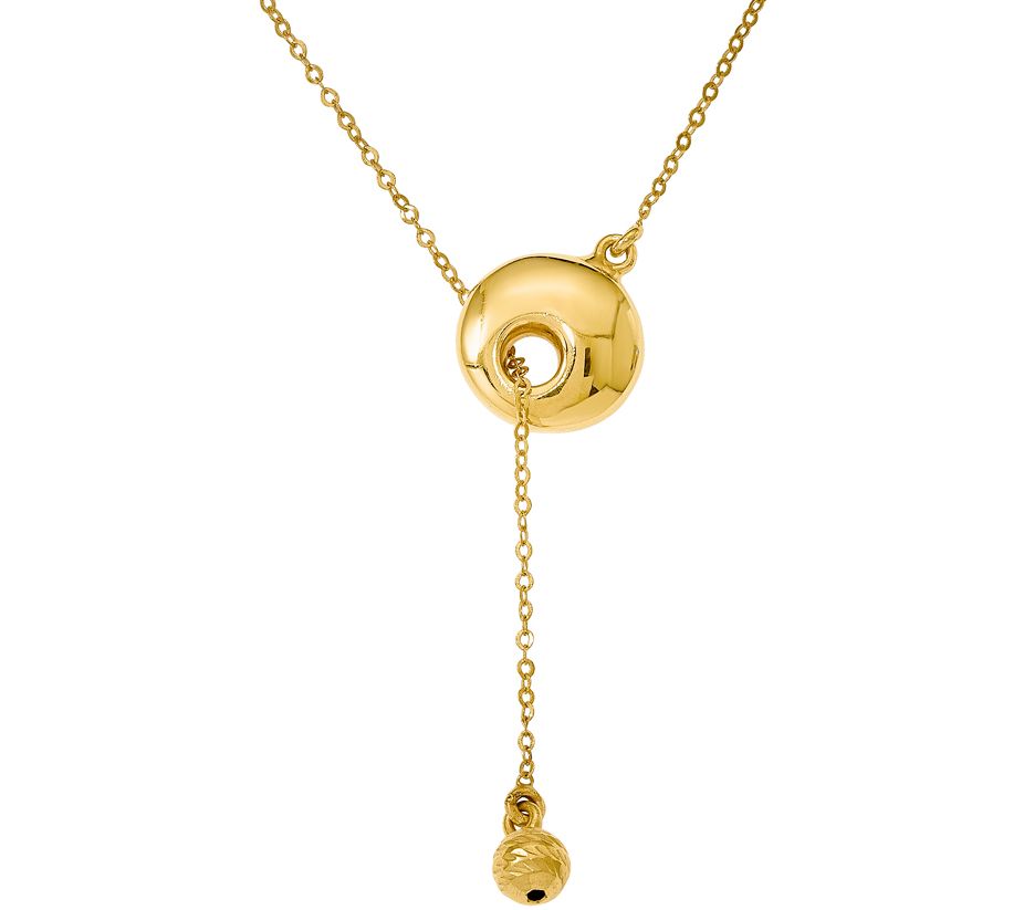 Italian Gold Circle & Bead Toggle Necklace, 14K - QVC.com