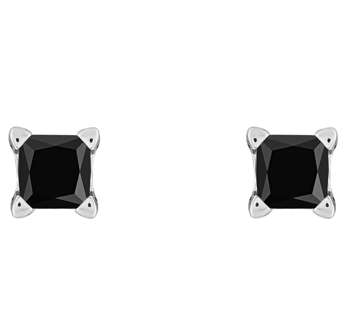 Affinity 14K 1/4 cttw Princess-Cut Black Diamond Stud Earring