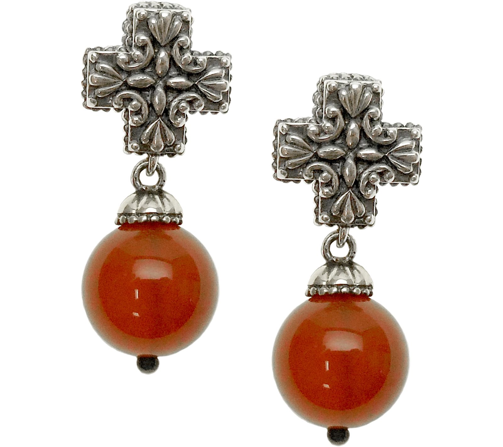 Elyse Ryan Sterling Gemstone Bead Cross Earrings
