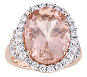 Bellini 9.70 cttw Morganite & 1.40 cttw Diamond Halo Ring - J392294