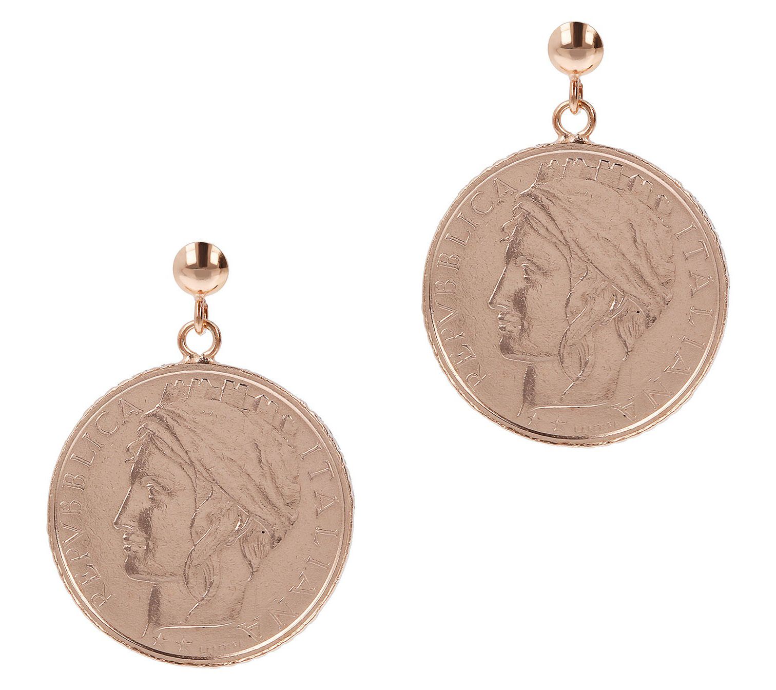 Italian Gold 10 0 Lire Coin Dan gle Earrings, 1 4K
