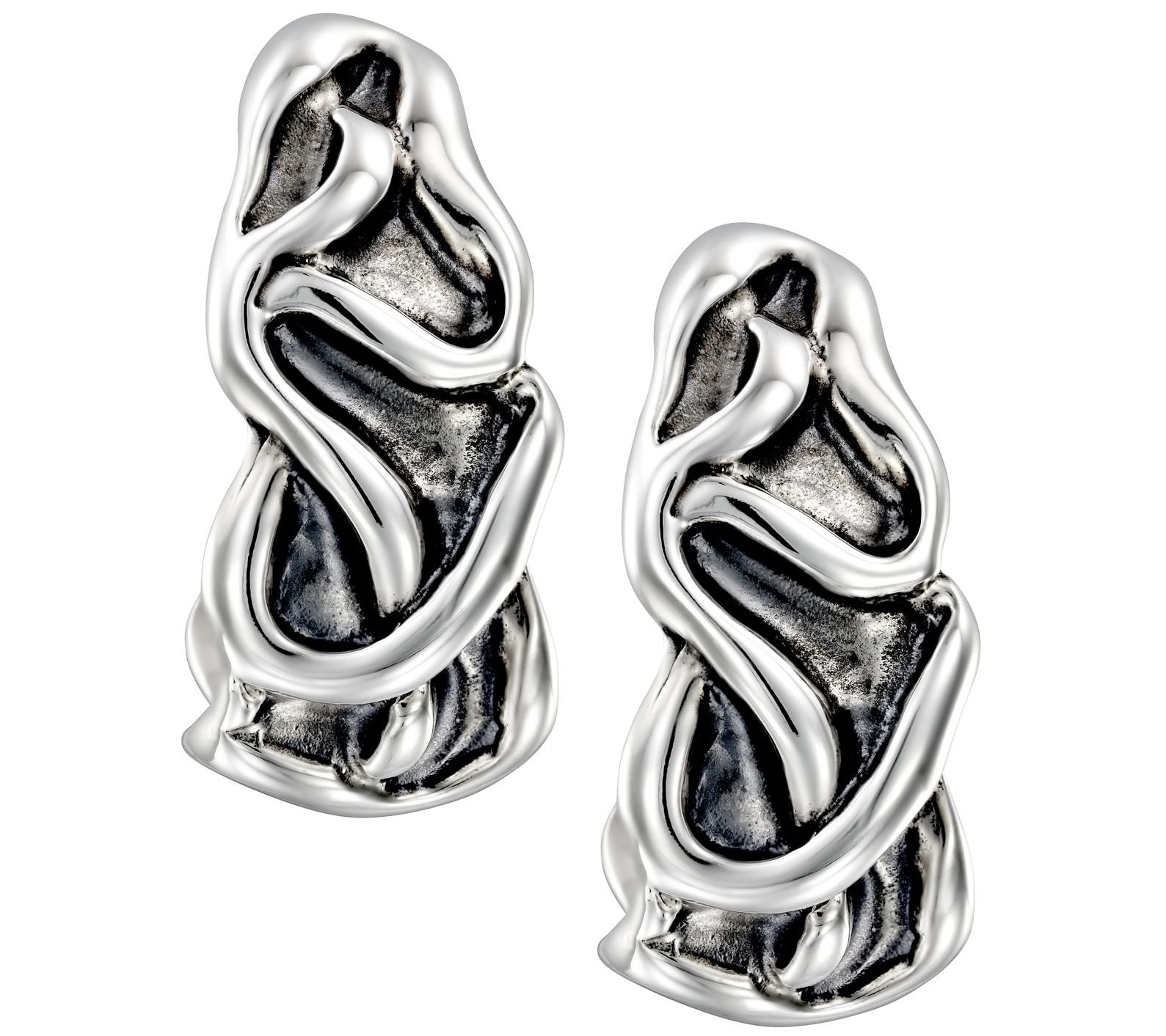 Hagit Sterling Oxidized Hoop Earrings