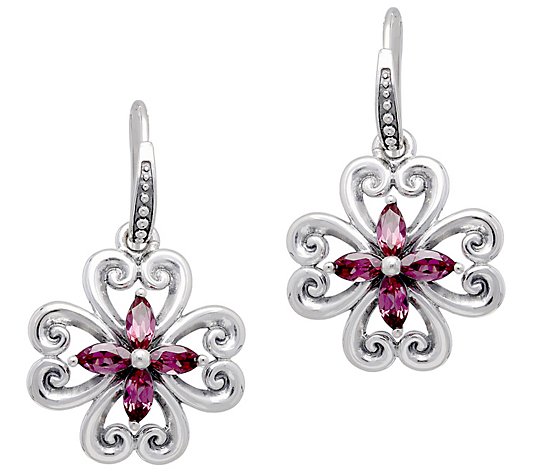 Elyse Ryan Sterling & Rhodolite Flower Earrings