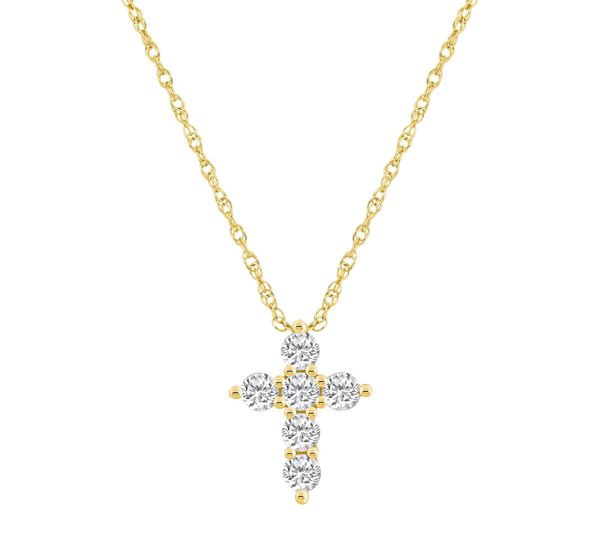 Affinity 0.75 cttw Diamond Cross Pendant w/ Chain, 14K Gold