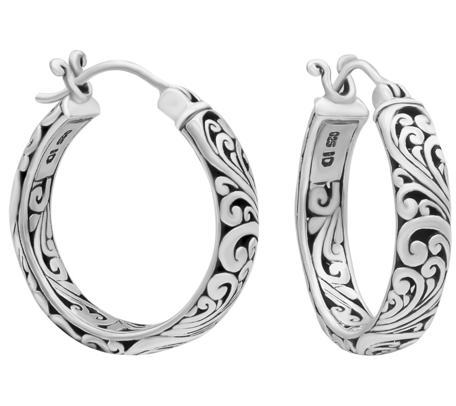 DEVATA Bali Filigree Sterling Silver 925 Byzantine Hoop Earrings DHN3322