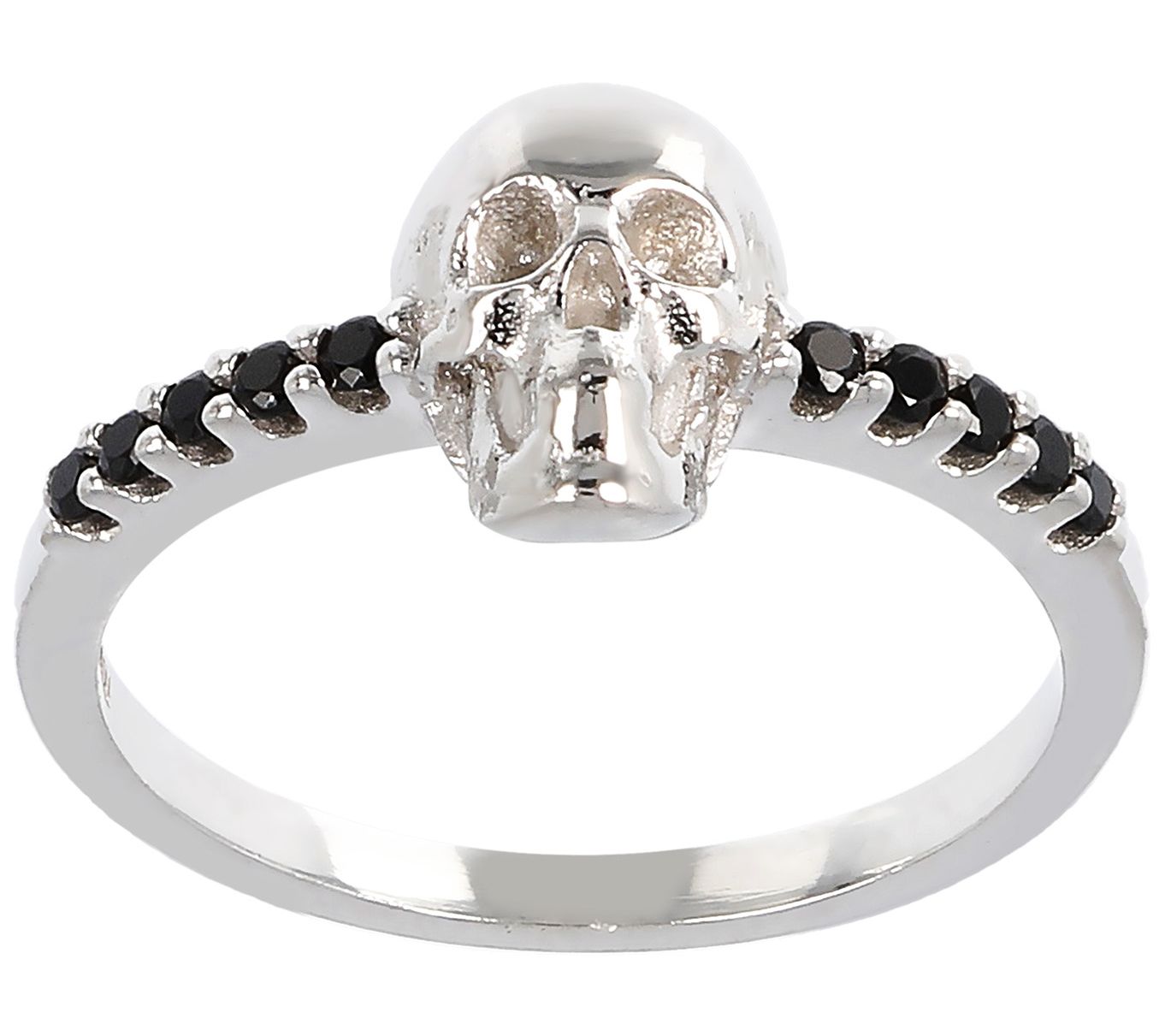 Mistero Black Spinel Skull Ring, Sterling Silve