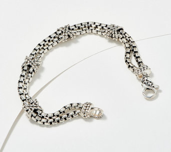 JAI Sterling Silver Double Box Chain Bracelet - J398594