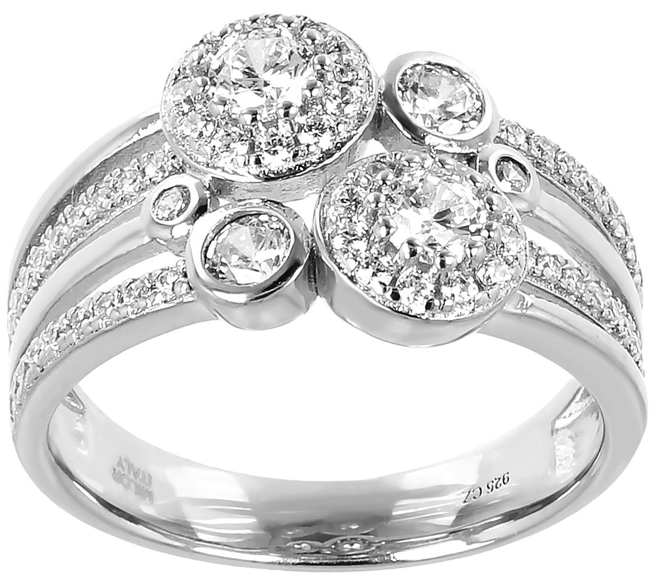 Diamonique 0.85 cttw Split Band Ring, S terling Silver