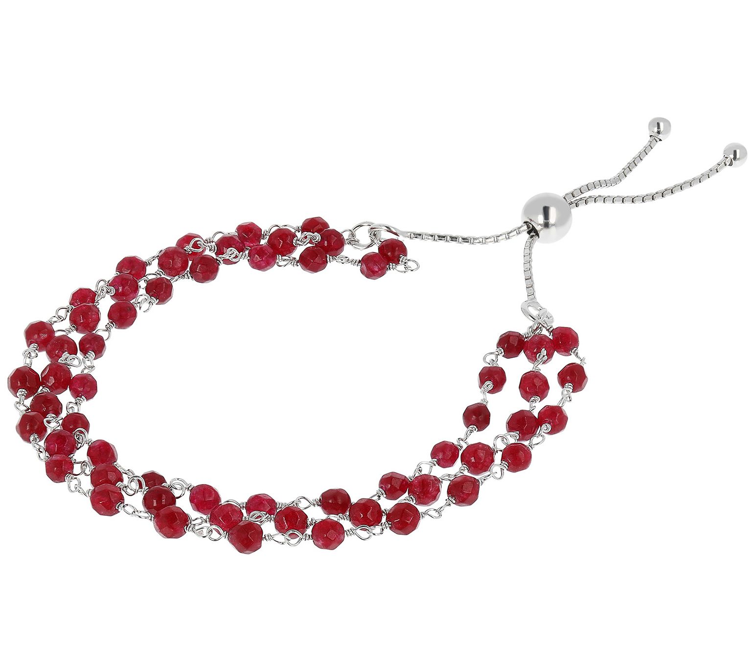 Italian Silver Multi-Gemstone Bead Adjustable Bacelet